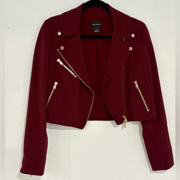Club Monaco Jackets & Blazers - Club Monaco Deep Red Polyester Jacket with Gold Zippers
